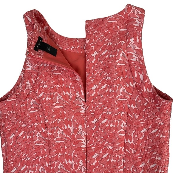 Ann Taylor Coral Textured Lace Embroidered Dress Sz 14 - Picture 13 of 14